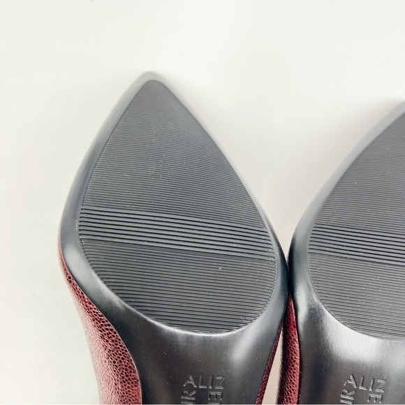 11N 11 NARROW WIDTH Naturalizer Womens Anna Metallic Cranberry Red Leather Heels - Picture 12 of 16